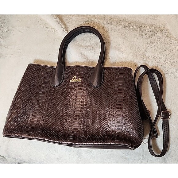 Lavie Lotus Womens Satchel Bag Purse Brown Large 16" Detachable Sling Strap Zips - Picture 1 of 7